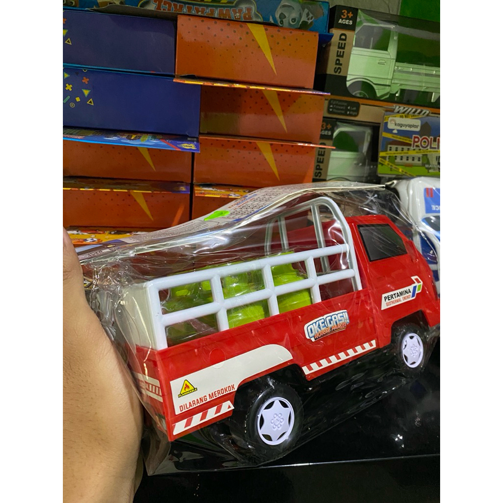 Mainan Anak Mobil Pickup Series Pertamina Telolet L300 Tukang Gas LPG Bump Go  Musik Lampu DT46