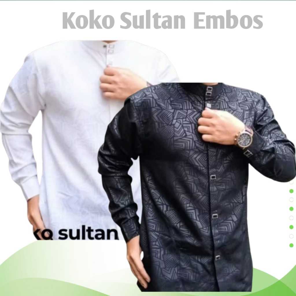 Kemeja Koko Sultan Embos Premium Pria Dewasa/Kemko Sultan Embos Lengan Panjang