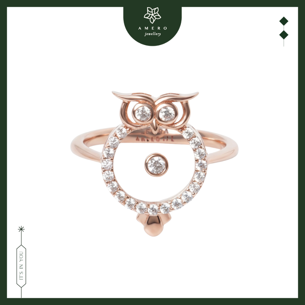 Cincin Emas Rose Gold 17K Leora LR-27 Amero Jewellery