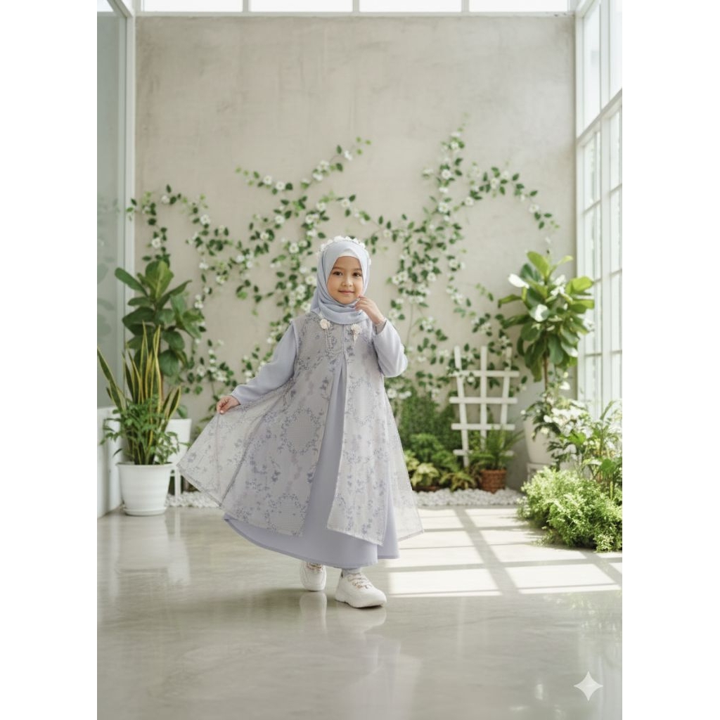 gamis lebaran outer organza printing syar'i anak remaja couple terbaru