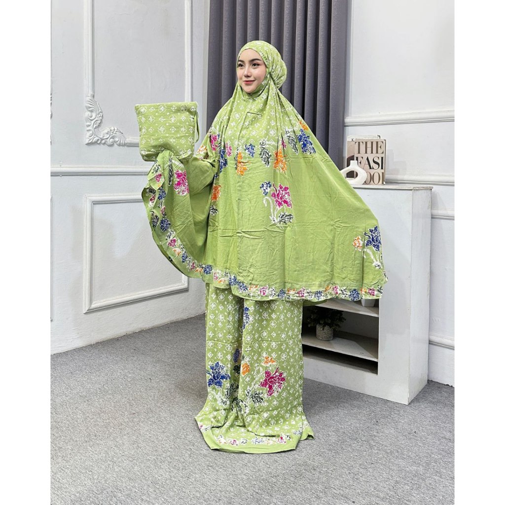 MUKENA BATIK CAP MOTIF BATANGAN ENCIM KAIN RAYON SUPER RAYON PREMIUM BATIK PEKALONGAN