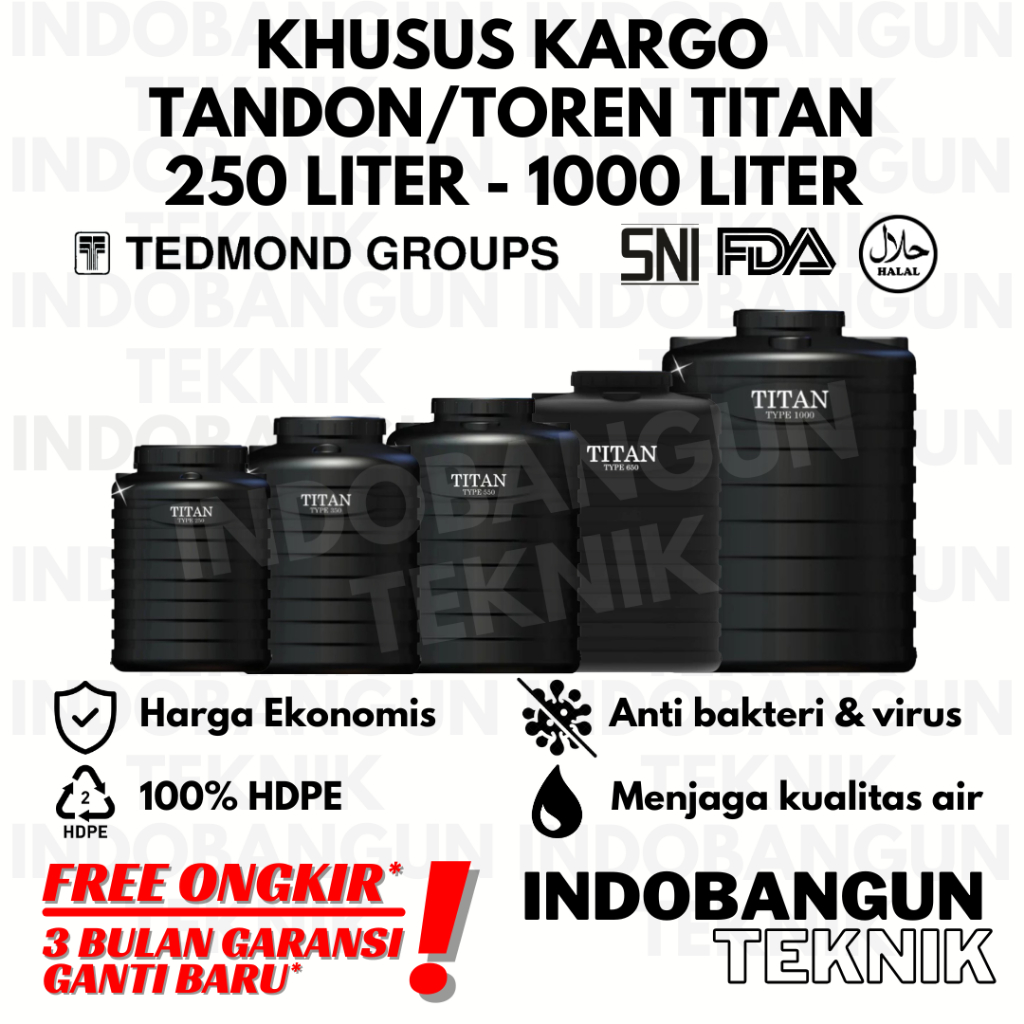 [KHUSUS KARGO] Tandon Tangki Toren Tedmond Grand Titan 250 350 550 650 1000 Liter SNI Murah Garansi