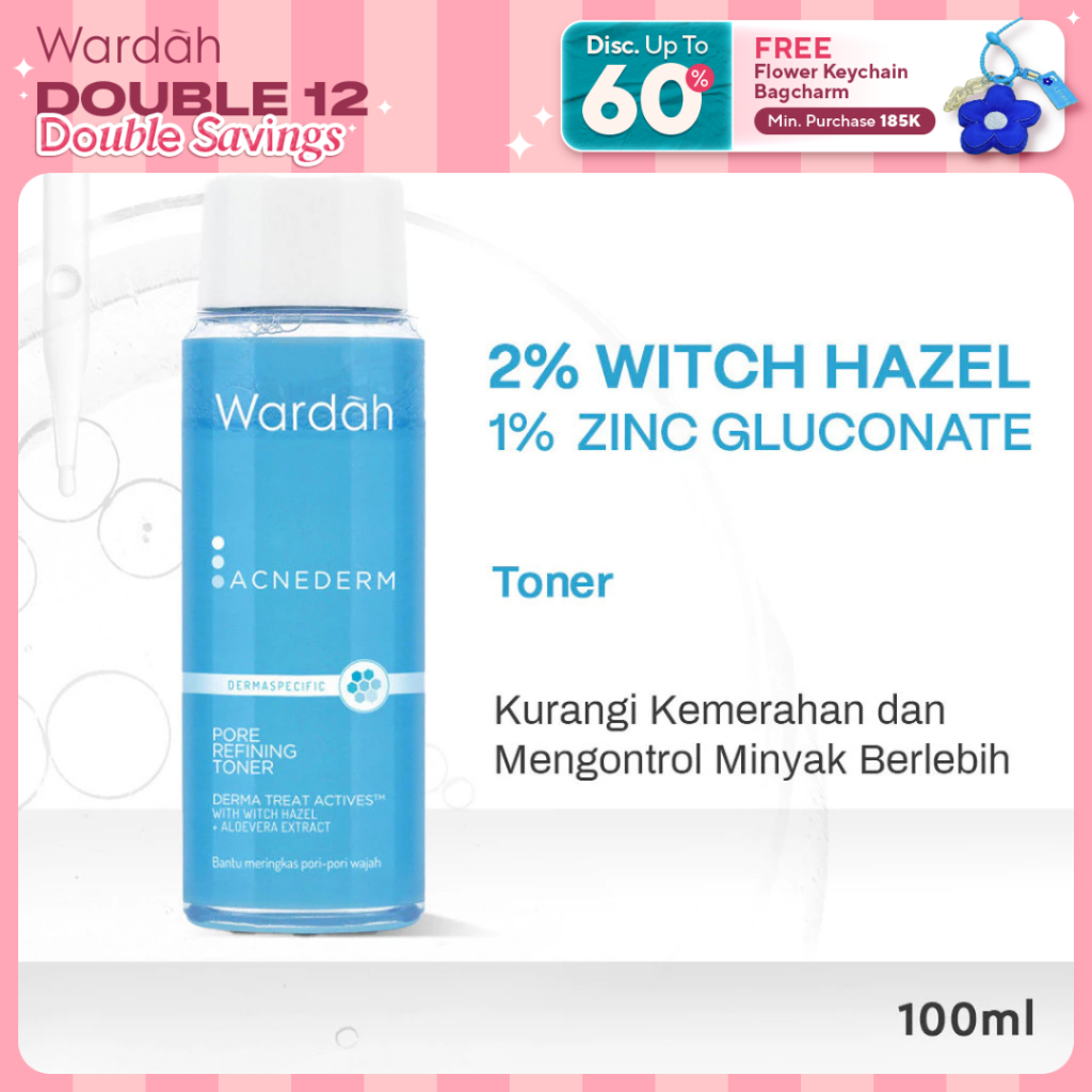 WARDAH 2% Witch Hazel + 1% Zinc Gluconate Acnederm Pore Refining Toner 100 ml - Toner Jerawat yang M