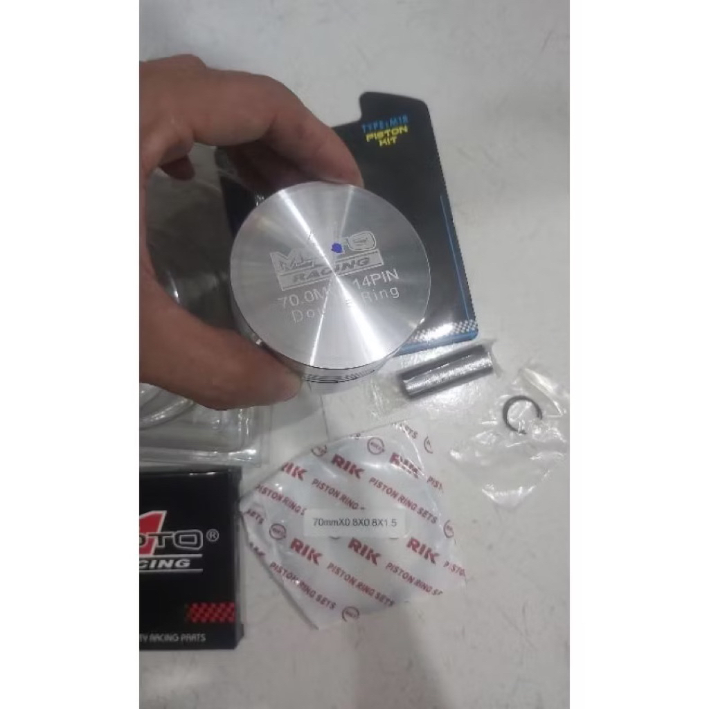 PISTON MOTO1 MOTO 1 70 PIN PEN 14 MM SET RING SEHER RIK