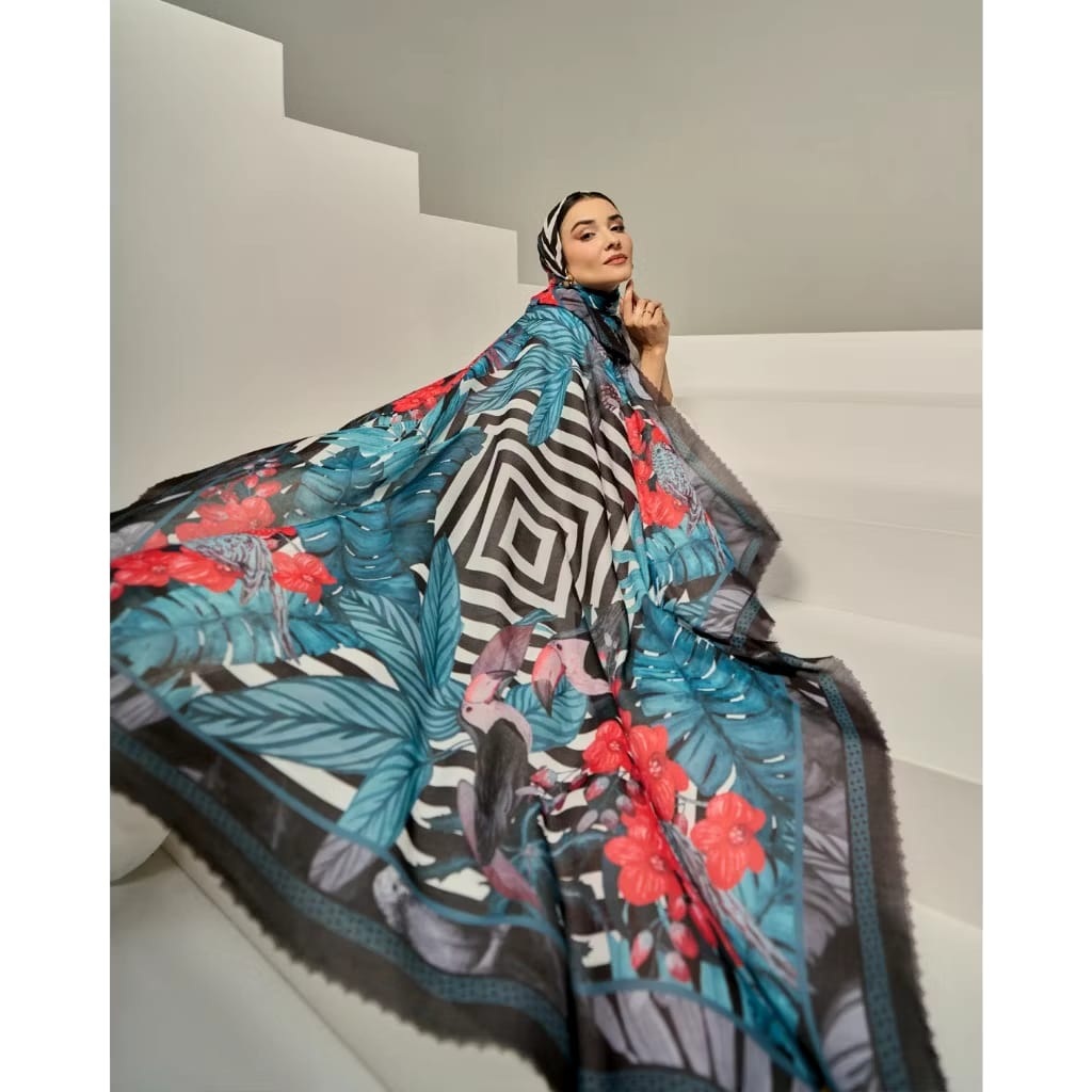 IVAN GUNAWAN PRIVE - Botanical Treasure Scarf Hijab Segi Empat Jilbab ORIGINAL By IVAN GUNAWAN