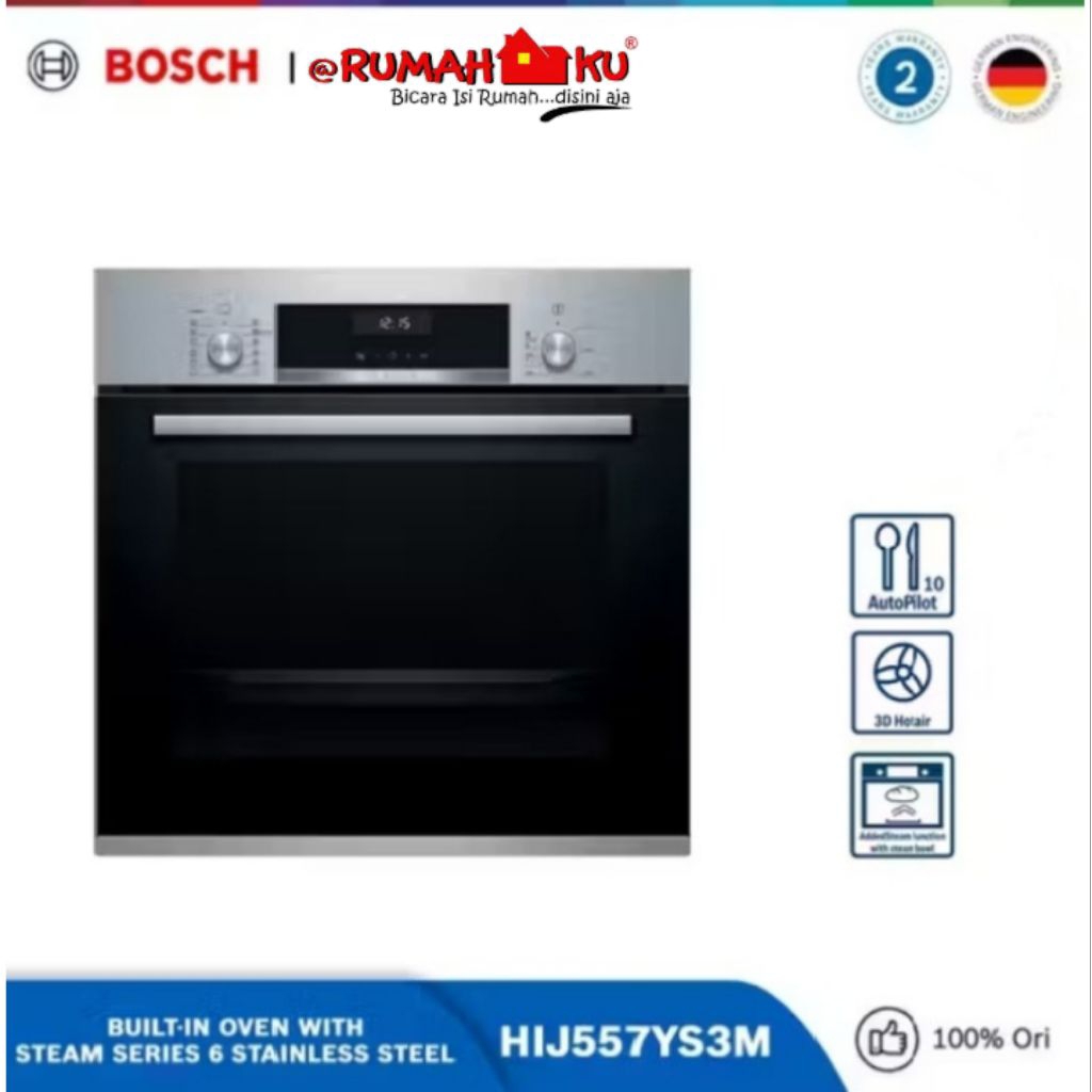 Oven Tanam Bosch HIJ557YS3M dengan Steam Seri 6 Stainless Steel