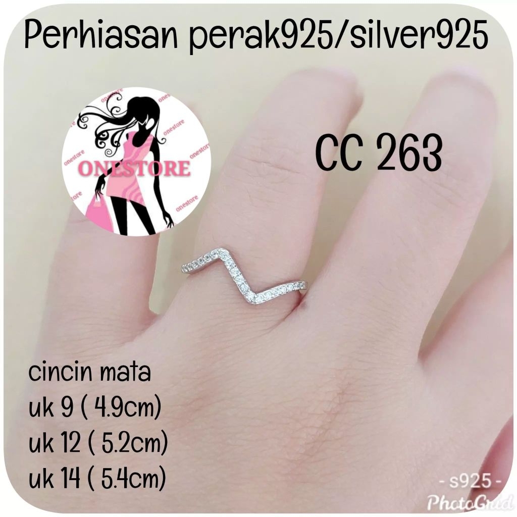 CINCIN PERAK 925 ASLI S925 LAPIS MAS PUTIH CC 263