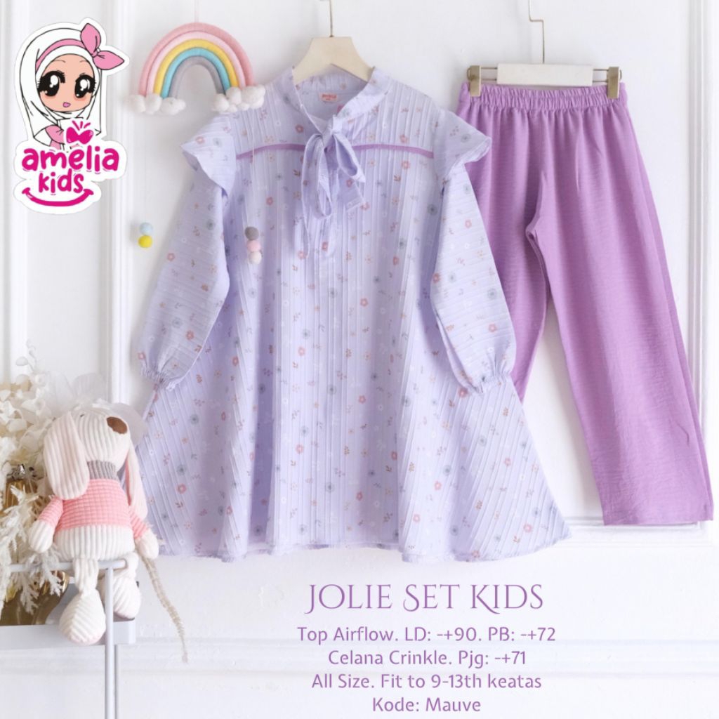 [ ata.id kids ] Jolie setelan celana muslim anak perempuan by Amelia kids