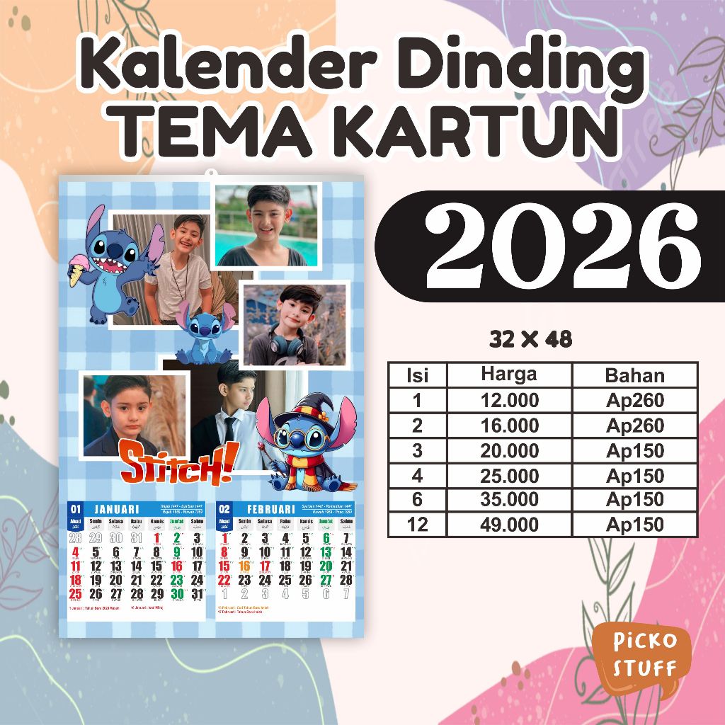 KALENDER ANAK KARTUN / KALENDER CUSTOM