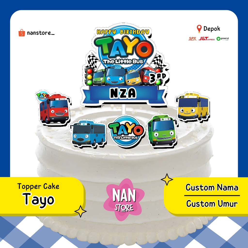 Topper Cake Tayo [Custom Nama dan Umur]
