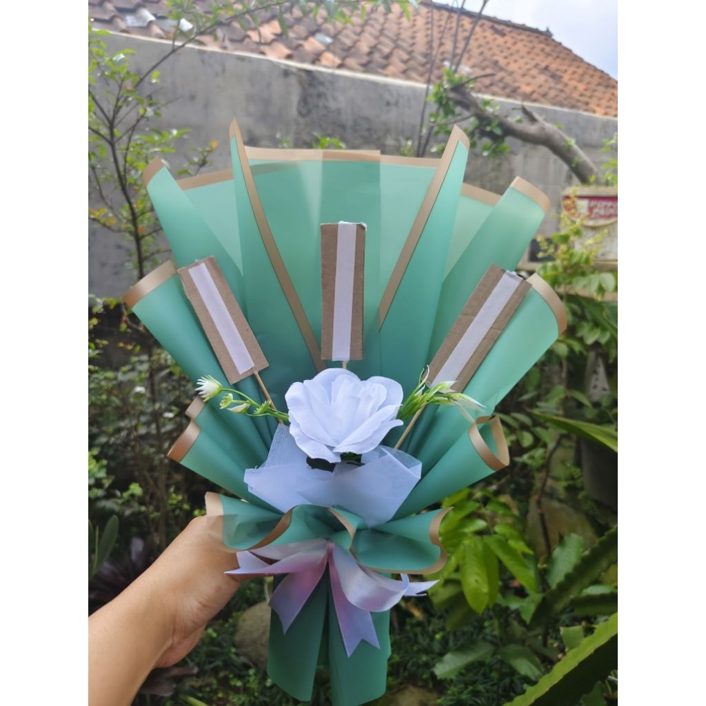 BUKET SNACK KOSONGAN/ KERANGKA BUKET STIK PANJANG PRAKTIS MUDAH TINGGAL TEMPEL GRATIS KARTU UCAPAN B