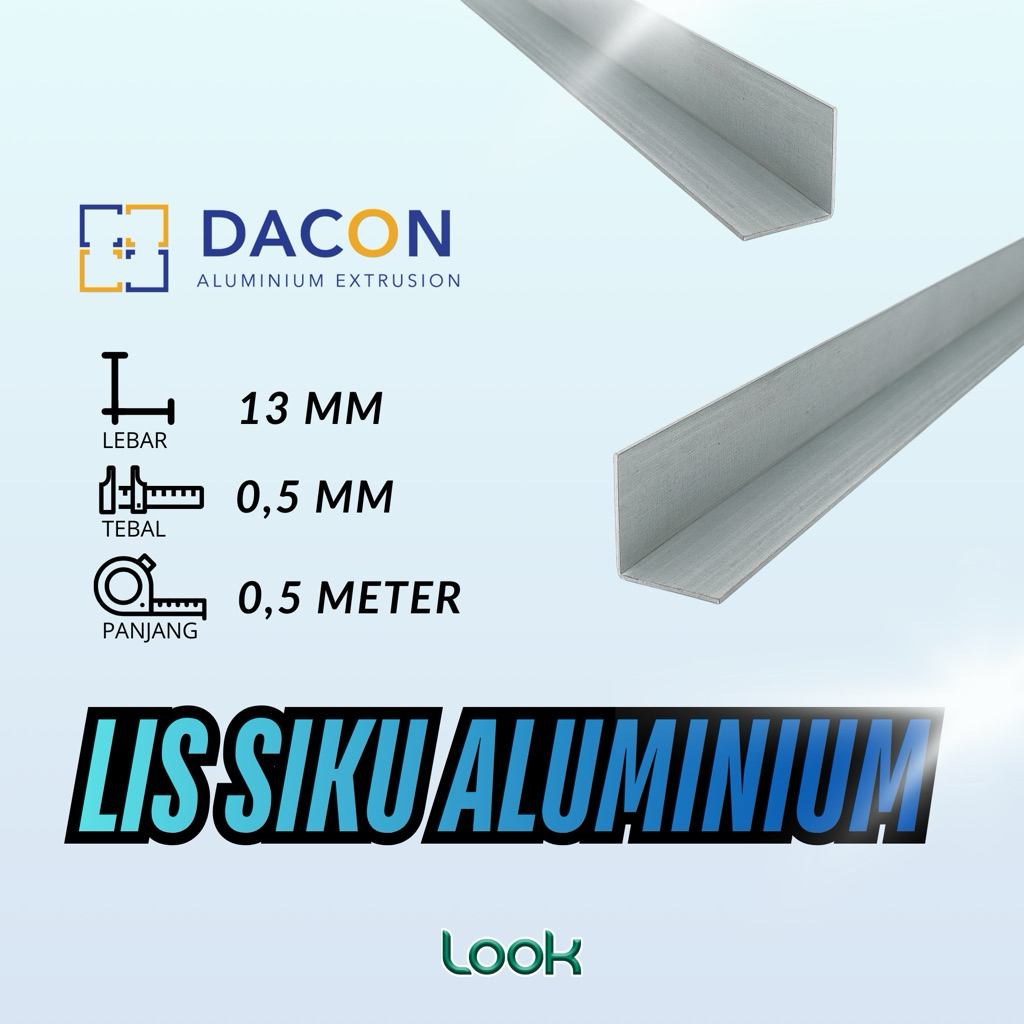 [ 0,5 Meter ] Lis Siku L Alumunium Tipis 13mm 1 Batang 50CM