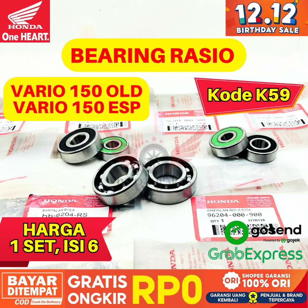 K59 BEARING RASIO VARIO 150 ESP ORIGINAL AHM HONDA, BEARING GIGI RASIO ORIGINAL VARIO 150 OLD, BEARI