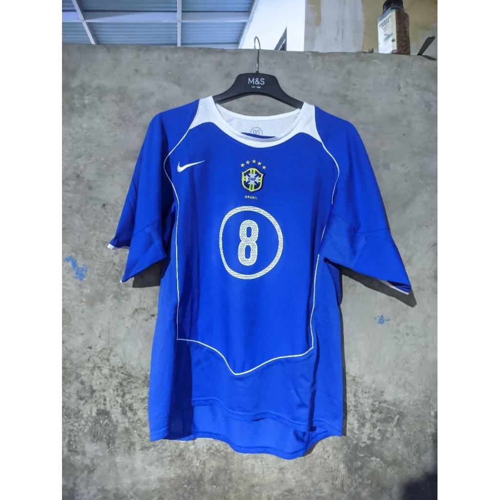Jersey original brazil away 2004 nameset Ricardo Kaka #8 Copa America 2005 retro vintage baju bola
