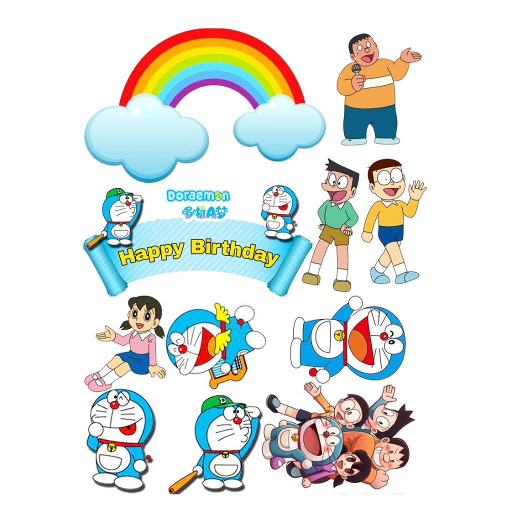 DORAEMON/ Topper DORAEMON Custom Nama/ Hiasan Kue Ultah Doraemon