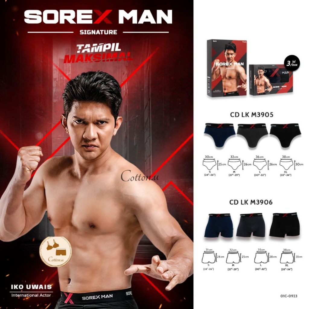 ISI 3 CD Pria SOREX 3906 / Boxer Cowok CD Cowok SOREX Laki Premium / CD Boxer