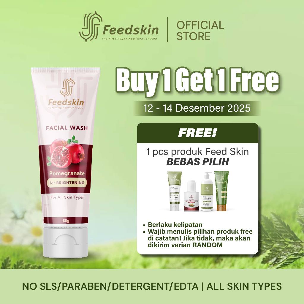 FEED SKIN Facial Wash Pomegranate [For Brightening] | Sabun Pencerah Wajah