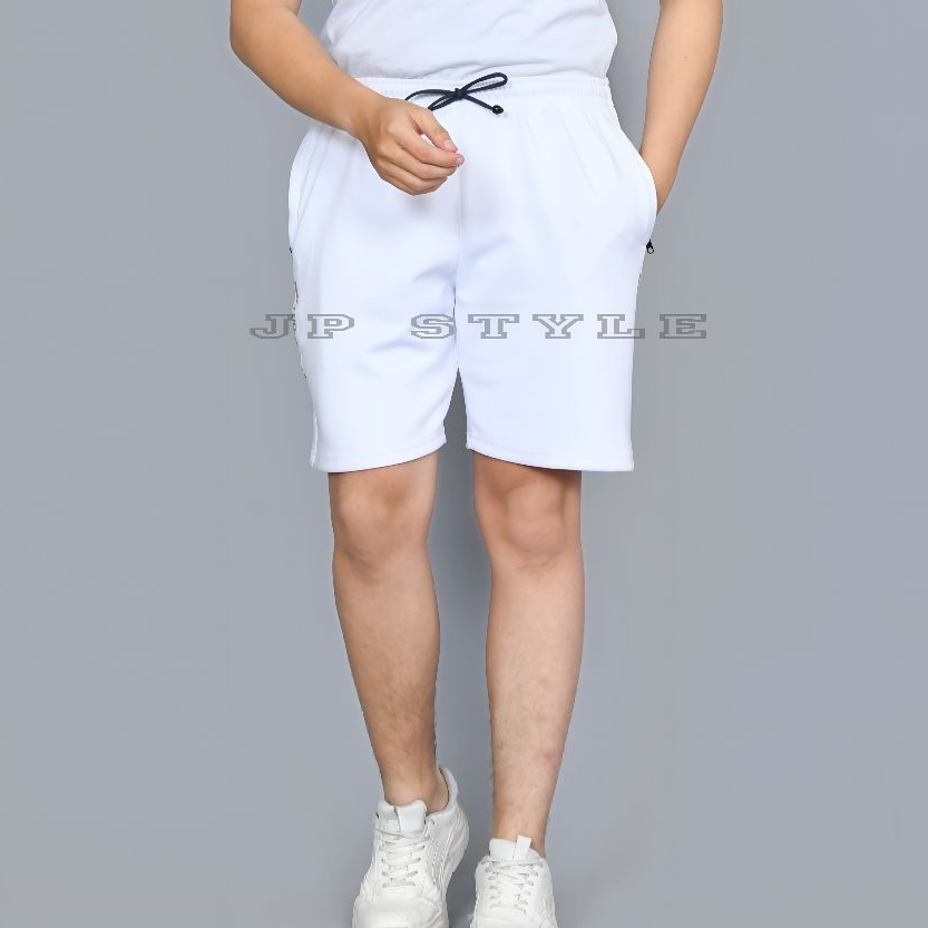 JP Style - Celana Pendek Sport Pria Scuba Putih Dry Fit