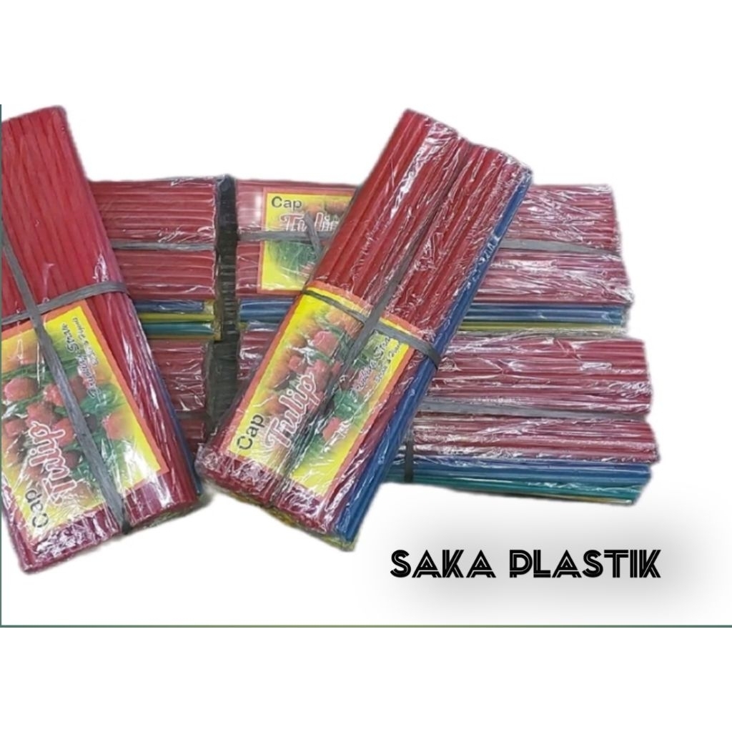 Paket 6 ikat sedotan warna Cap Bunga Tulip Grosir 30pack Es teh Limun Murah