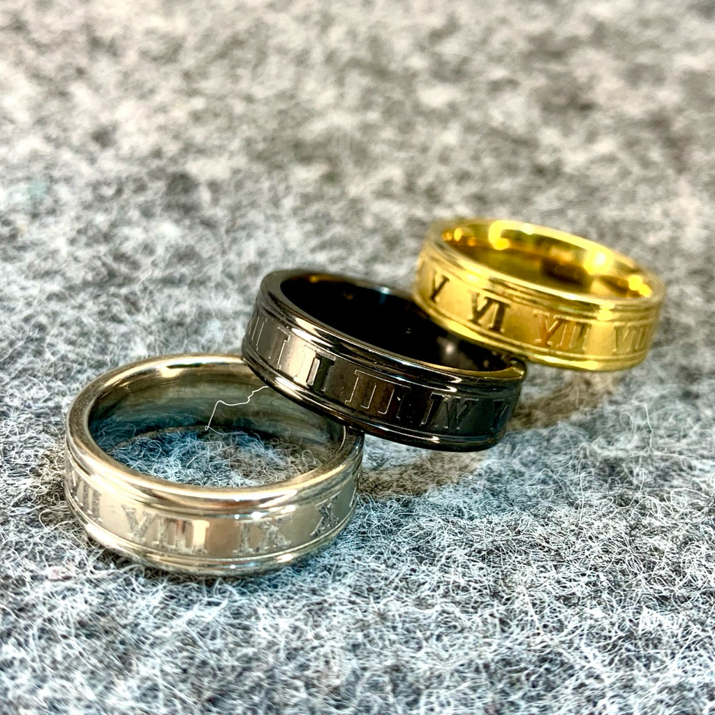 [Premium] Cincin Titanium Romania Original 100% 316 Pria Anti Karat Anti Luntur Stainles Steel 316