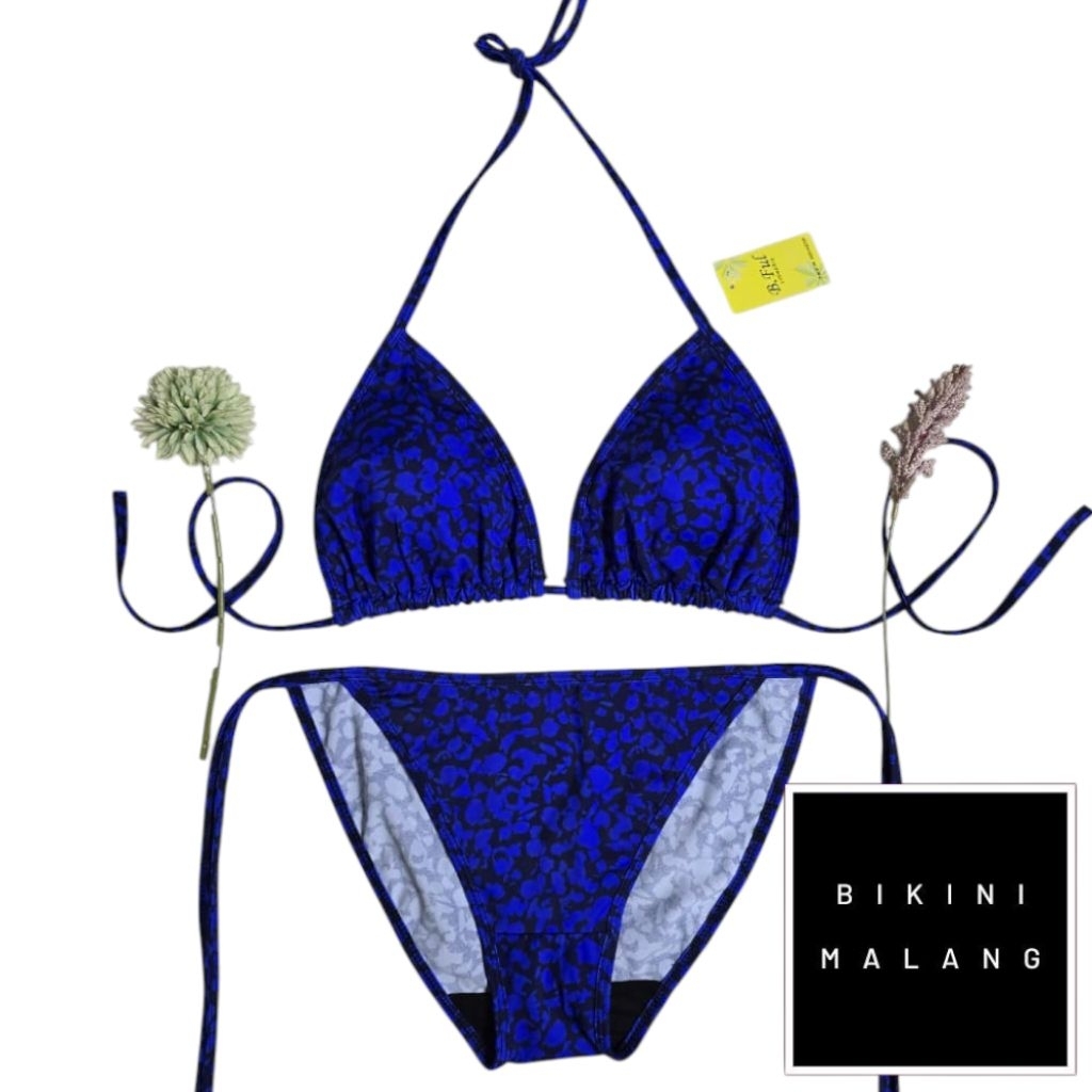 BIKINI BF005 TALI SAMPING SEKSI WARNA BIRU MOTIF SEKSI