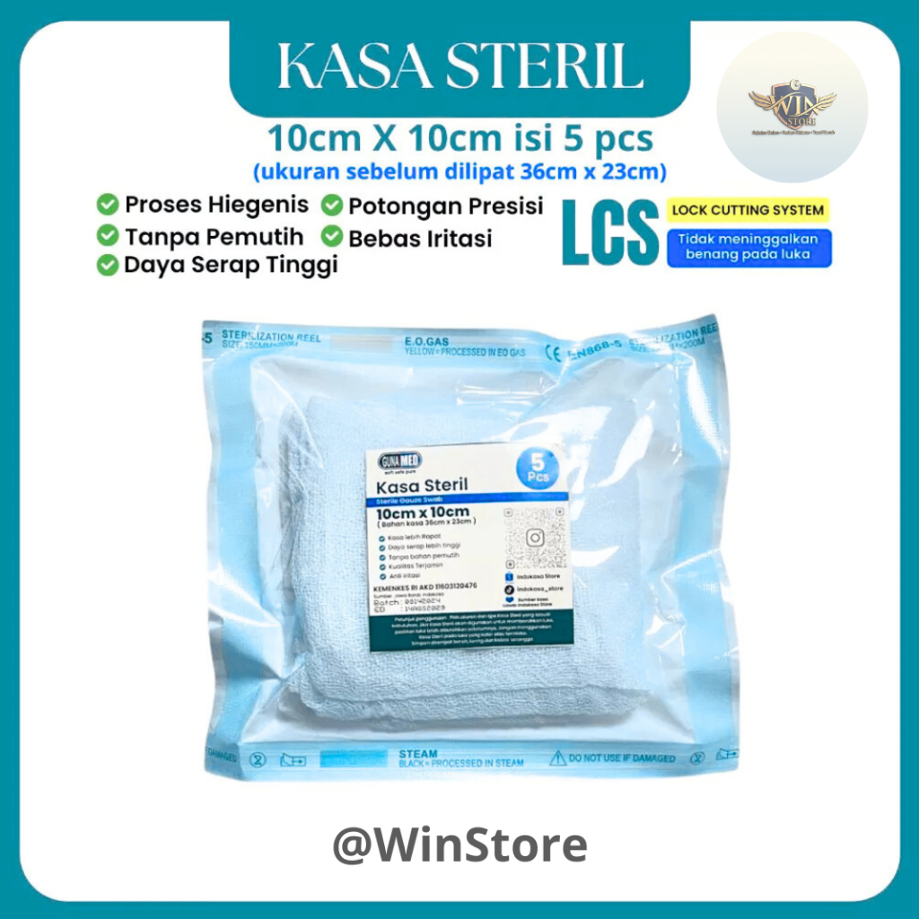 Kasa Steril Gunamed 10cm x 10cm Isi 5pcs Kassa Medis Lipat 36cm x 23cm Perawatan Luka Diabetes