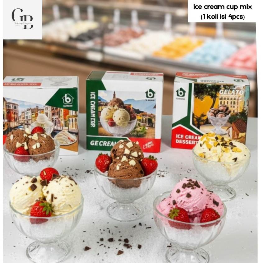 [Set 4 Pcs] Ice Cream Cup BBC/ B.HOME Gelas Es Krim