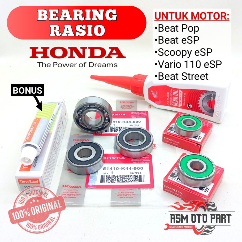 Bearing Laher Rasio Set Oli Gardan K44 Beat pop Scoopy eSP Vario 110 eSP Beat eSP Beat street (bonus