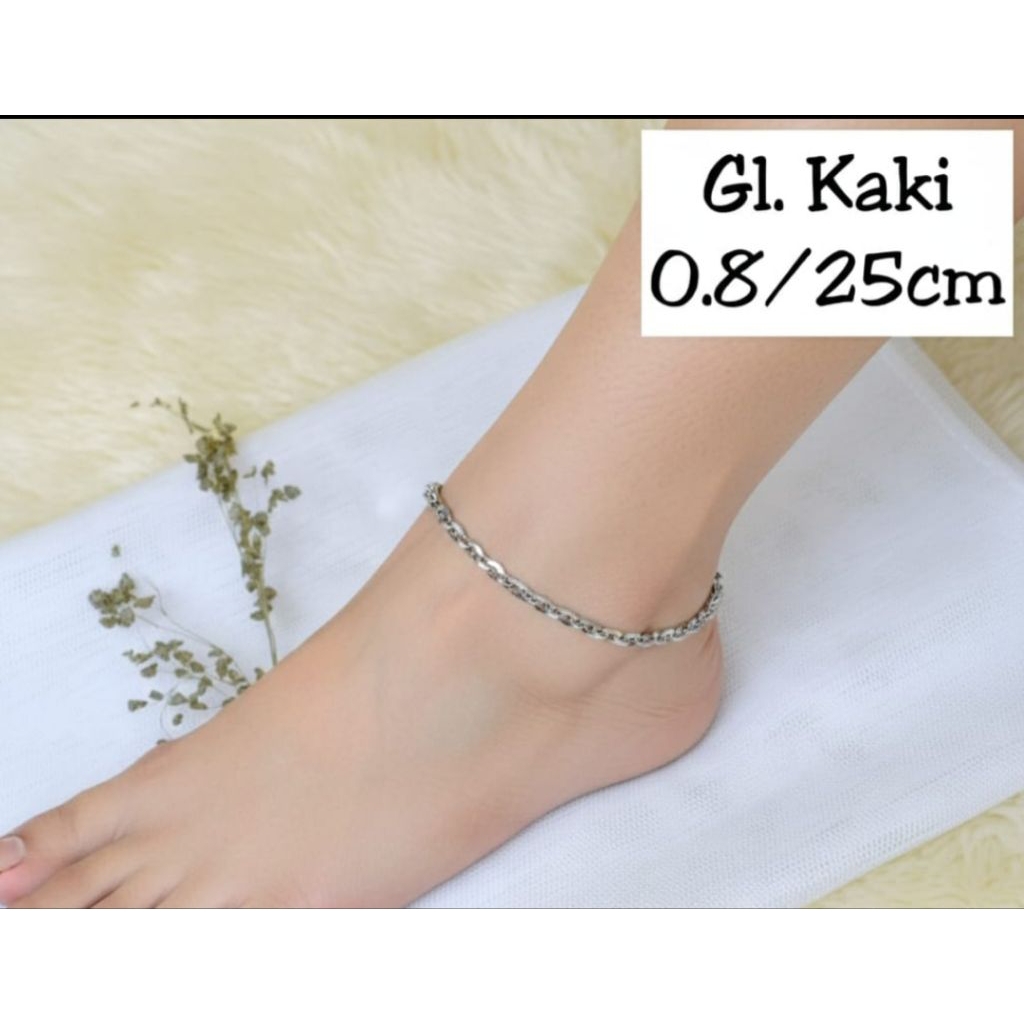 gelang kaki nuri kaca wanita silver asli titanium