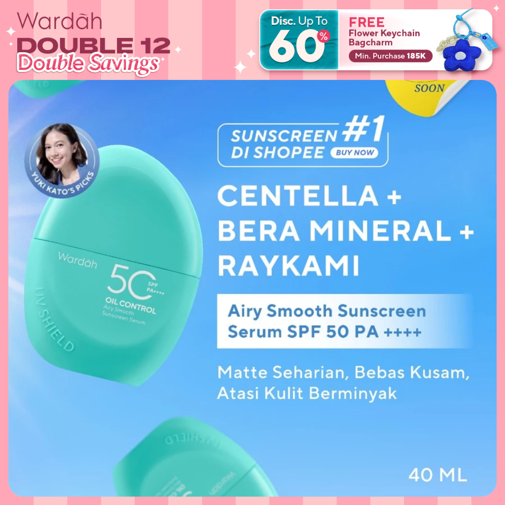 Wardah Sunscreen UV Shield Airy Smooth Sunscreen Serum SPF 50 PA++++ Centella + Bera Mineral + Rayka