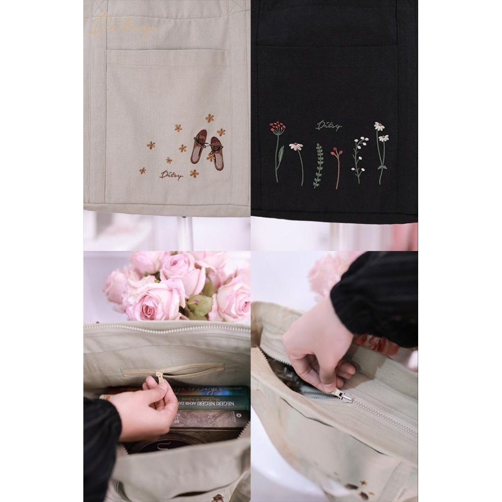 Totebag Shoes Cream Valley Flower Black Totebag prive Drawstring Prive Bag Ditsy Sling Bag Ditsy