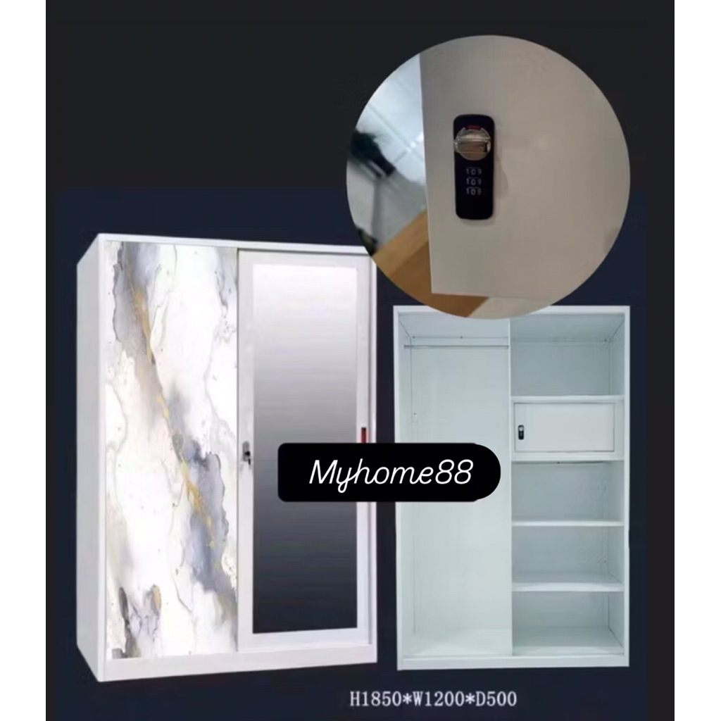 Lemari pakaian besi sliding kunci passcode anti banjir ukuran 120