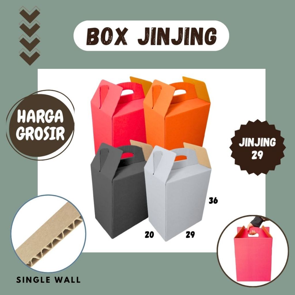 Box 29x20x36 Kardus (Jinjing) Gable Box Tenteng/Handle/Kardus/karton/Polos/buah/hampers/Bingkisan