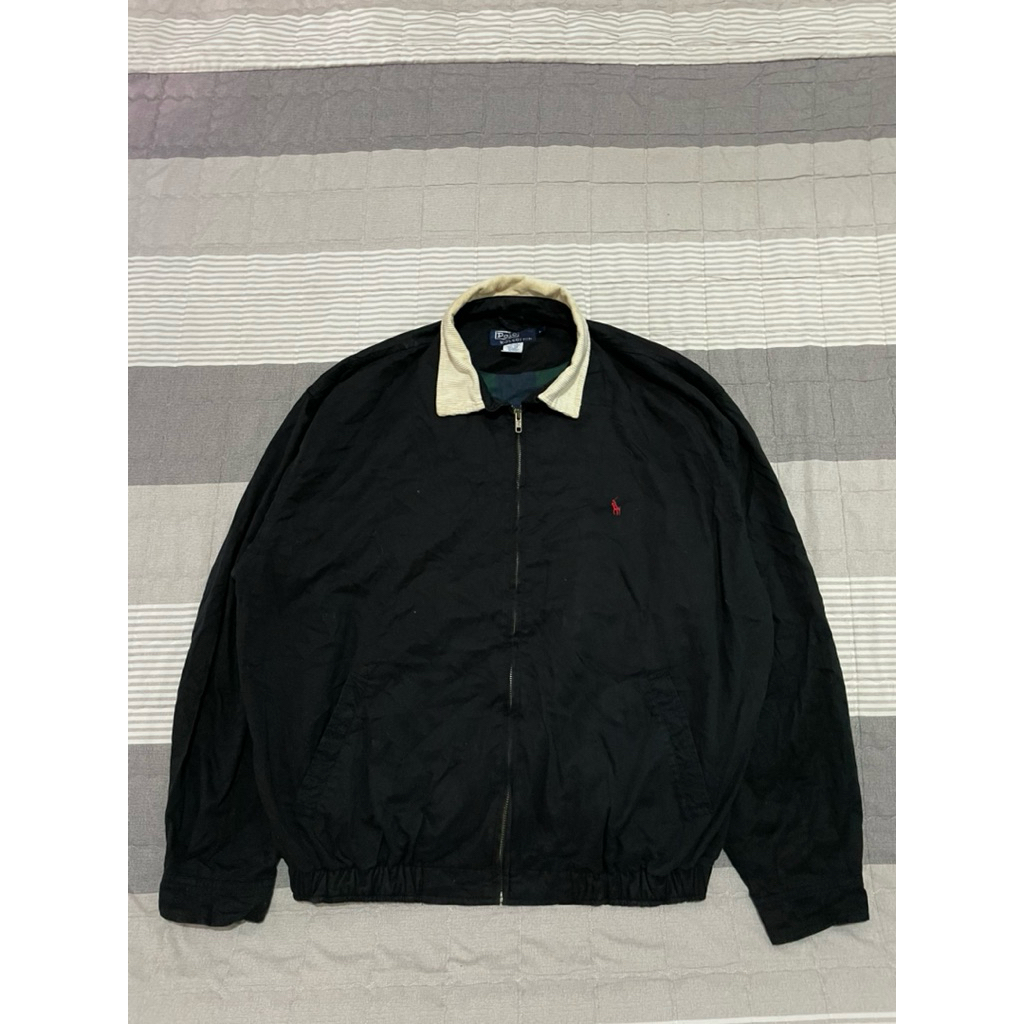 Polo work jacket tartan kerah corduroy