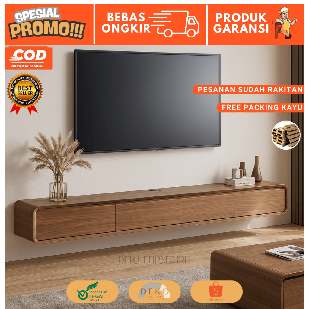 Promo Meja Tv Gantung Rak Gantung Murah Meja Tv Aesthetic Furniture Meja Tv Minimalis Bahan Premium