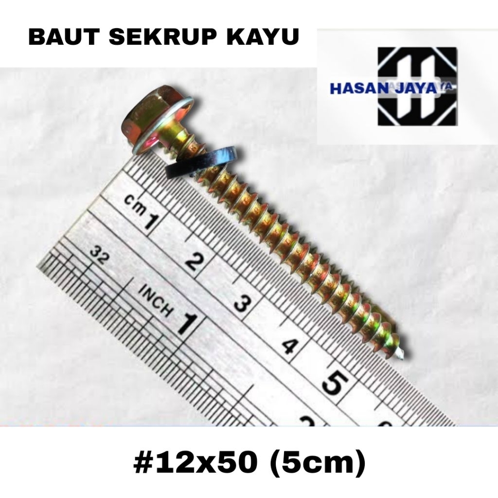 Baut Sekrup Skrup Kayu GHC 12x50 (5cm) Baut Sds Kayu 25Pcs Per Plastik