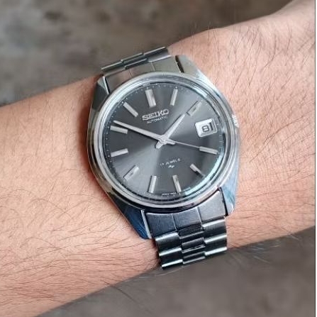 vintage Seiko automatic 7005 original poorman king seiko sunburst grey dial