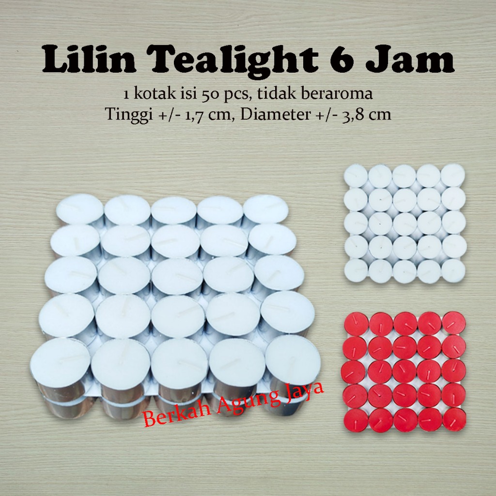 Lilin tealight / Lilin kaleng 6 jam isi 50 pcs