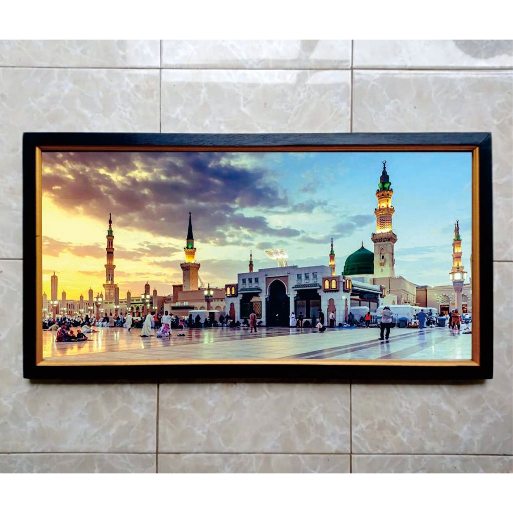 Hiasan Dinding Ruang Tamu Cetak Gambar Masjid Nabawi Plus Bingkai