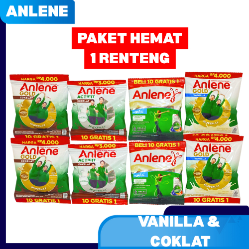 ANLENE GOLD ACTIVIT COKLAT VANILLA RENCENG ISI 10 SACHET SUSU UNTUK NUTRISI TULANG TERMURAH READY OR