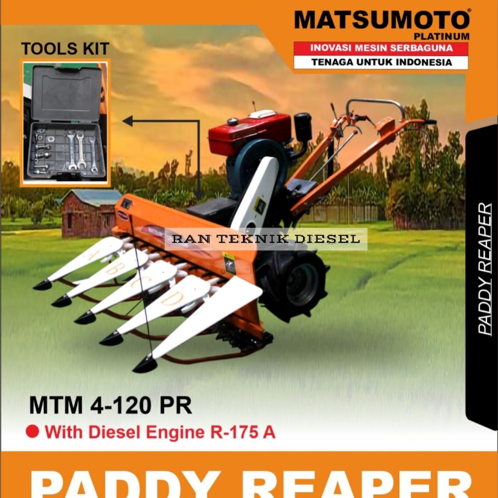 Mesin Panen Padi / Paddy Reaper MATSUMOTO MTM 4-120 PR + Diesel Engine R-175 A