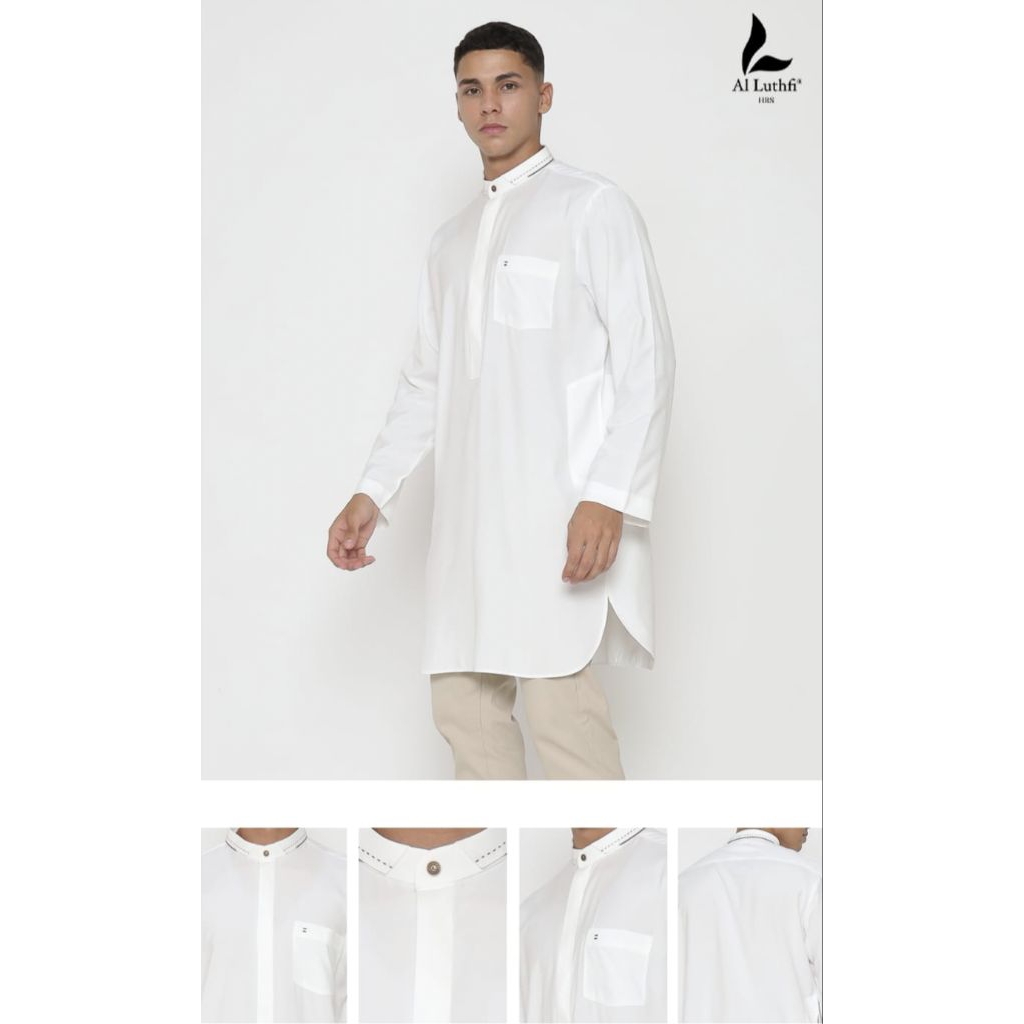 Baju Koko Kurta Al-luthfi Putih BW Lengan Pendek dan Lengan Panjang Model Terbaru / Baju Koko Pakist