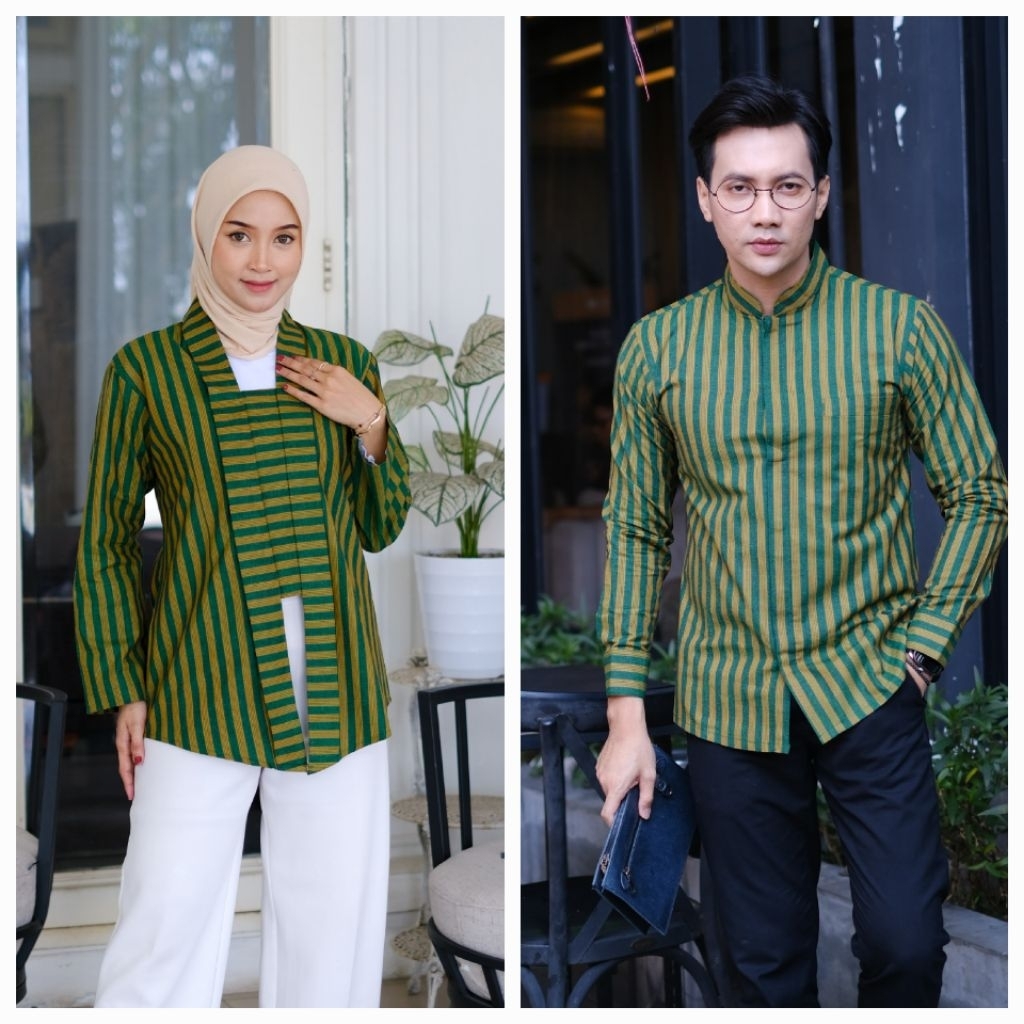 couple batik / seragam batik pria wanita / batik lurik / lurik warna hijau /lurik kekinian /lurik ad
