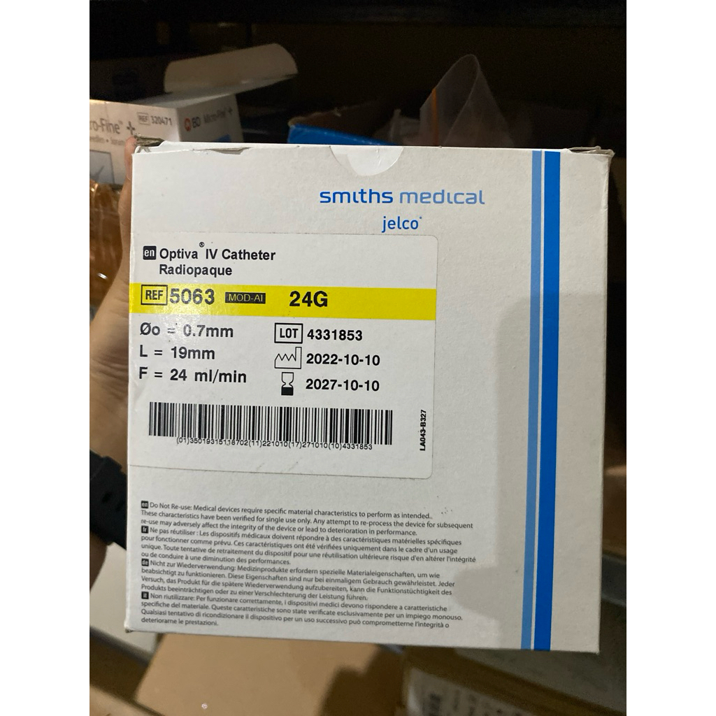 Jelco IV Chateter 24G  IV Cath Radiopaque Jelco 24G Smith Medical/abbocat