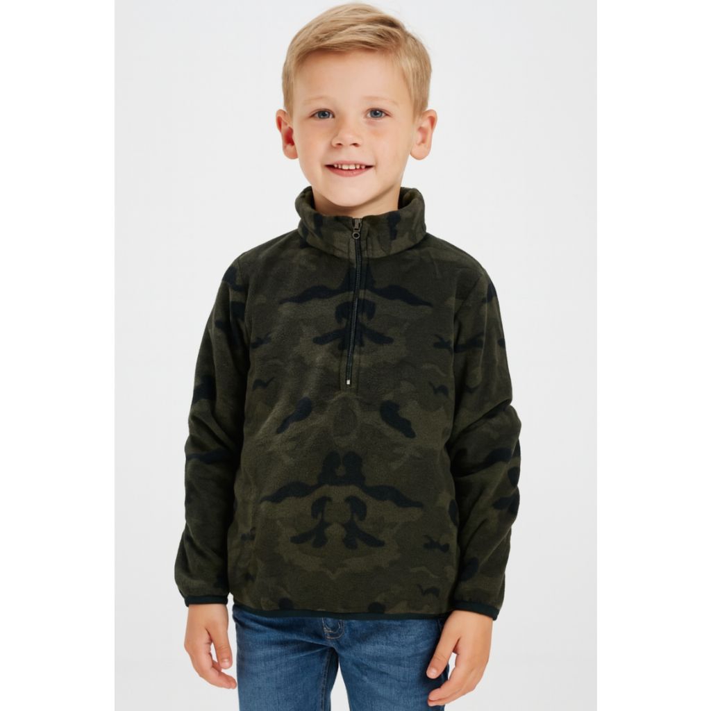 Army camo pattern turtleneck half zipper jacket / jacket anak branded / jaket anak terbaru