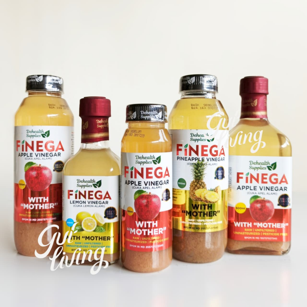 Finega Cuka Buah Halal MUI Vinega Dehealth Supplies Cuka Apel Nanas Lemon Vinegar