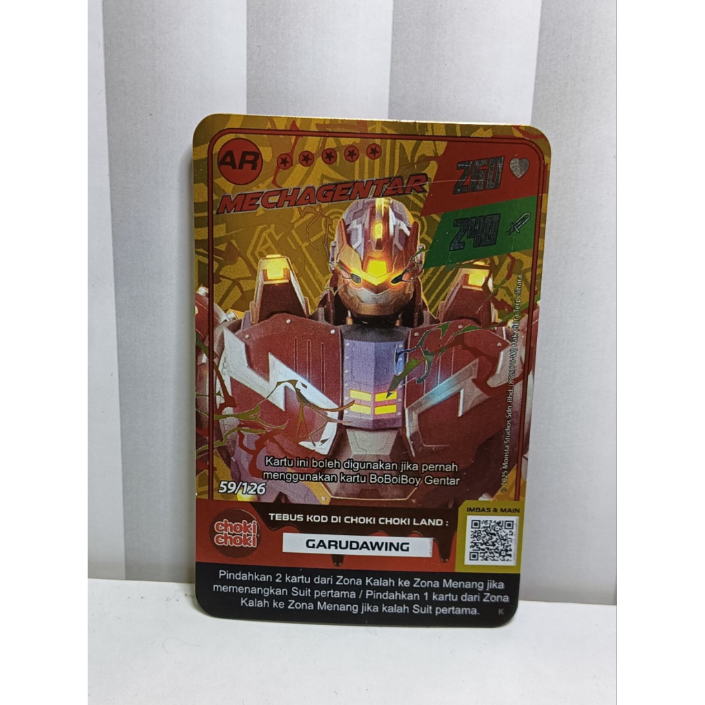 Kartu boboiboy mecha gentar