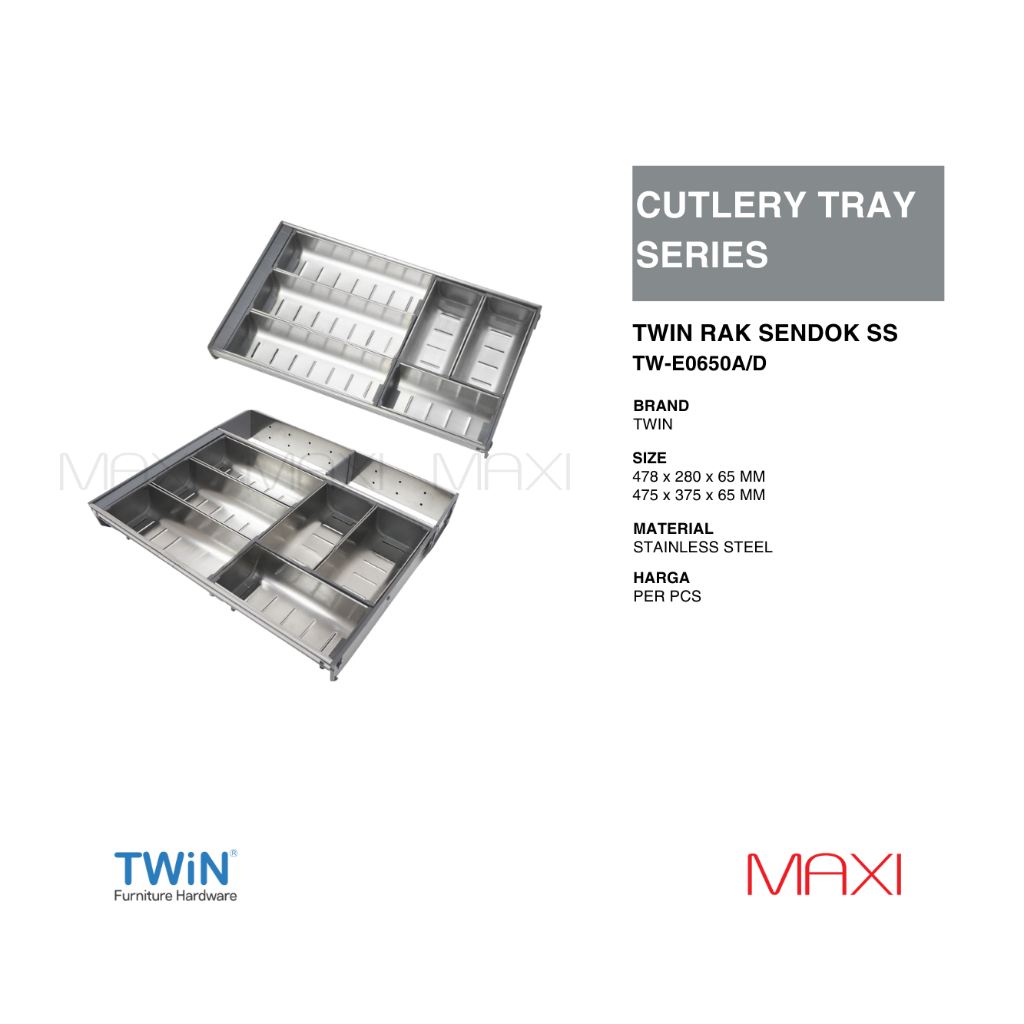 TWIN | VITCO XT-3500B1/3500G2/3500C3/3500I4  - E650A/E650D - Cuttlery Tray/Rak sendok - Stainless St