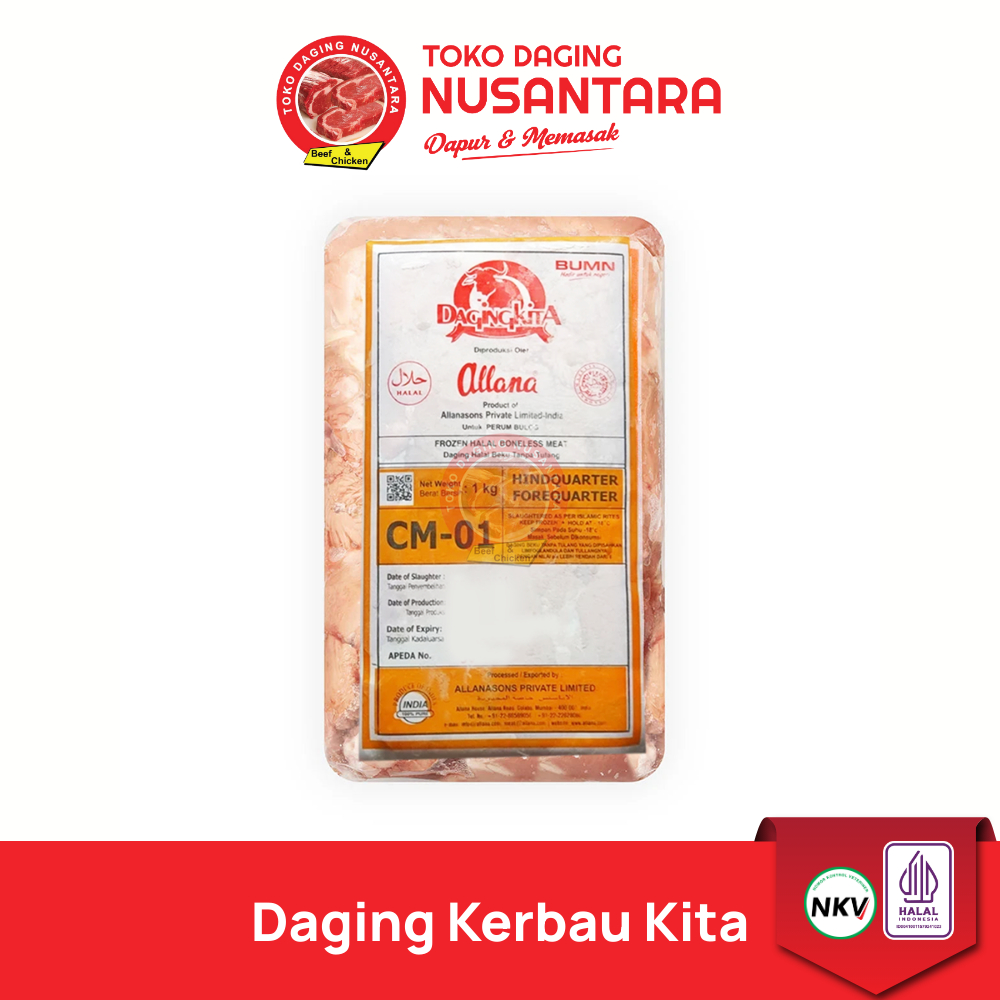 DAGING KERBAU KITA 1KG (CM 01) Frozen Tanpa Tulang – Halal  – Fresh, Bersih, Siap Olah | Toko Daging