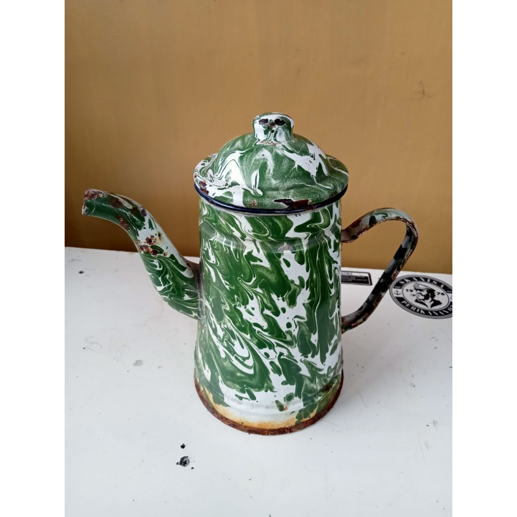 Teko blirik hijau Enamel jadul vintage (second)